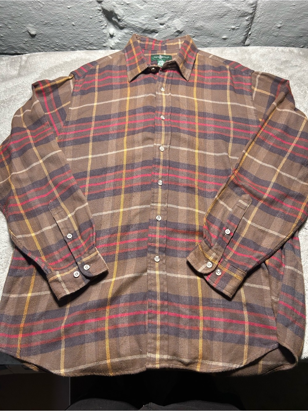 Hunt Club Vintage 90s Earth Tone Plaid Flannel Shirt